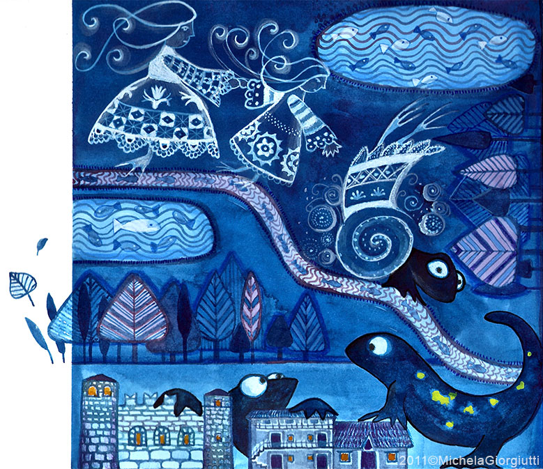 Due ragazze si trasformano in salamandre vicino al castello di Fagagna