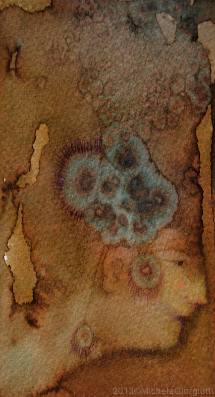 Profilo di uomo con copricapo piumato